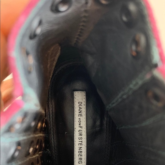 Diane Von Furstenberg Plum Studded Ankle Boot - Picture 6 of 6